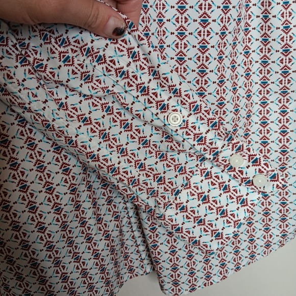 Ariat Kirby Stretch Shirt Womens Size L White Red Winsome Geo Western Country - Picture 7 of 10